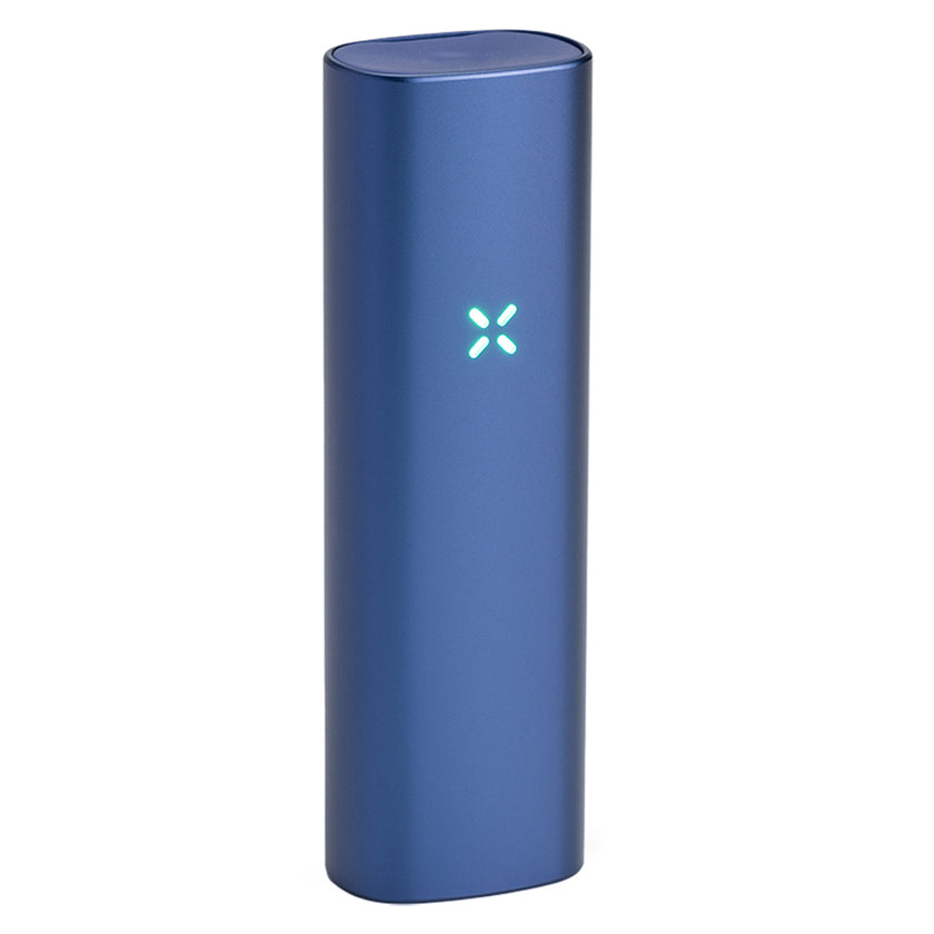 PAX Plus Vaporizer Periwinkle with led lights tilted view Lightly Used