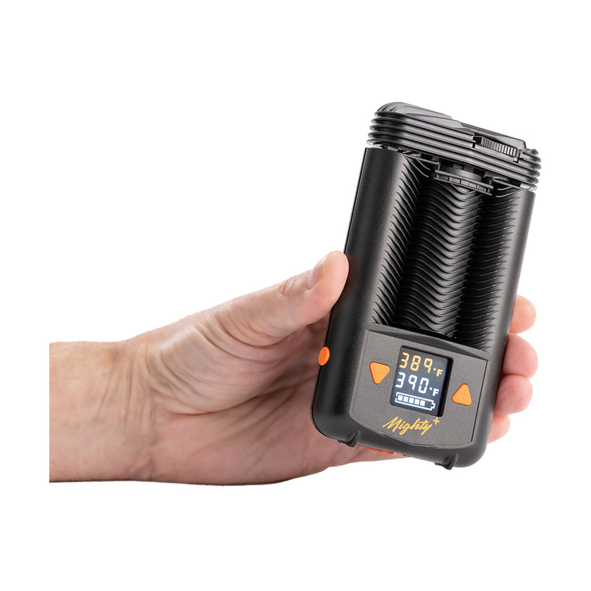 New Open Box Mighty plus Vaporizer by Storz and Bickel in hand
