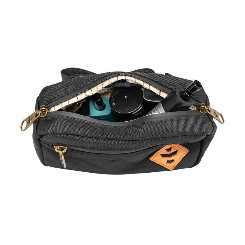 Revelry The Companion- Smell Proof Crossbody Bag Black With Vaporizers